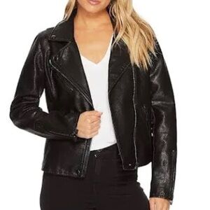 Blank NYC Black faux Leather Moto Jacket XS EUC great jacket gently used